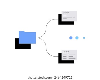 Files in a folder. File management and hierarchy. Flowchart, scheme illustration. Vector file.