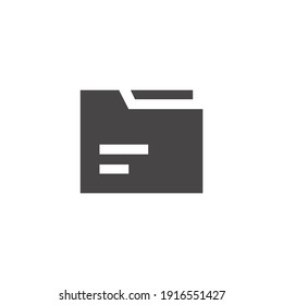 Icono de carpeta de archivos aislado en gráfico de vectores en blanco y negro