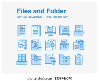 Files and folder Icons Set. UI Pixel Perfect Well-crafted Vector Thin Line Icons. The illustrations are a vector.