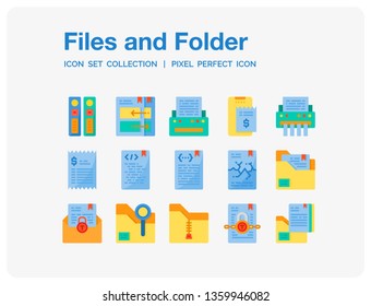 Files and folder Icons Set. UI Pixel Perfect Well-crafted Vector Thin Line Icons. The illustrations are a vector.