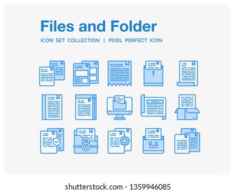 Files and folder Icons Set. UI Pixel Perfect Well-crafted Vector Thin Line Icons. The illustrations are a vector.