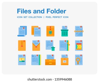 Files and folder Icons Set. UI Pixel Perfect Well-crafted Vector Thin Line Icons. The illustrations are a vector.