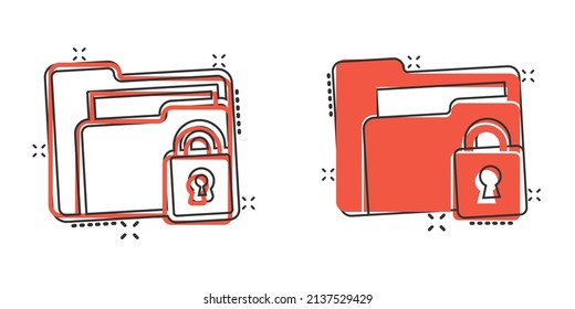 Files folder permission icon in comic style. Document access cartoon vector illustration on isolated background. Secret archive splash effect sign business concept.