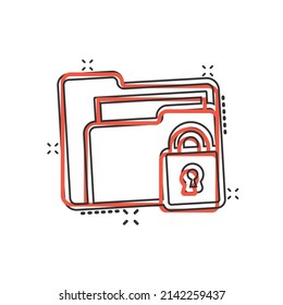 Files folder permission icon in comic style. Document access cartoon vector illustration on isolated background. Secret archive splash effect sign business concept.