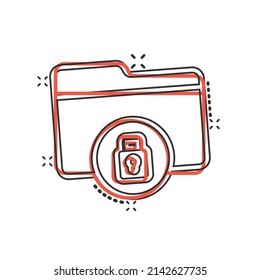 Files folder permission icon in comic style. Document access cartoon vector illustration on isolated background. Secret archive splash effect sign business concept.