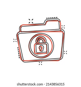 Files folder permission icon in comic style. Document access cartoon vector illustration on isolated background. Secret archive splash effect sign business concept.
