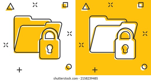 Files folder permission icon in comic style. Document access cartoon vector illustration on isolated background. Secret archive splash effect sign business concept.