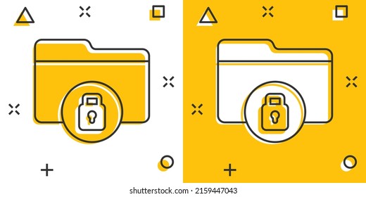 Files folder permission icon in comic style. Document access cartoon vector illustration on isolated background. Secret archive splash effect sign business concept.