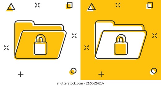 Files folder permission icon in comic style. Document access cartoon vector illustration on isolated background. Secret archive splash effect sign business concept.