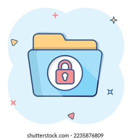 Files folder permission icon in comic style. Document access cartoon vector illustration on isolated background. Secret archive splash effect sign business concept.