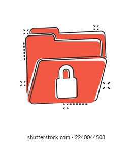 Files folder permission icon in comic style. Document access cartoon vector illustration on isolated background. Secret archive splash effect sign business concept.