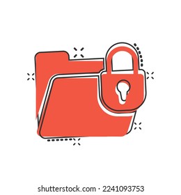 Files folder permission icon in comic style. Document access cartoon vector illustration on isolated background. Secret archive splash effect sign business concept.