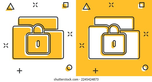 Files folder permission icon in comic style. Document access cartoon vector illustration on isolated background. Secret archive splash effect sign business concept.