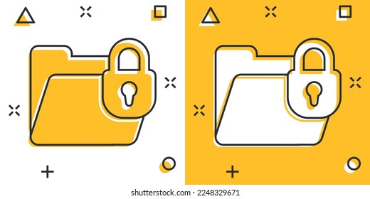 Files folder permission icon in comic style. Document access cartoon vector illustration on isolated background. Secret archive splash effect sign business concept.