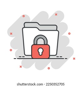 Files folder permission icon in comic style. Document access cartoon vector illustration on isolated background. Secret archive splash effect sign business concept.