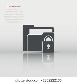 Files folder permission icon in flat style. Document access vector illustration on isolated background. Secret archive sign business concept.