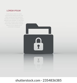 Files folder permission icon in flat style. Document access vector illustration on isolated background. Secret archive sign business concept.