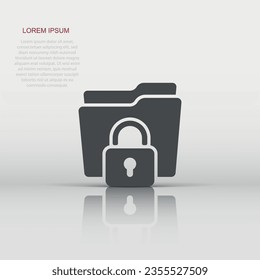 Files folder permission icon in flat style. Document access vector illustration on isolated background. Secret archive sign business concept.