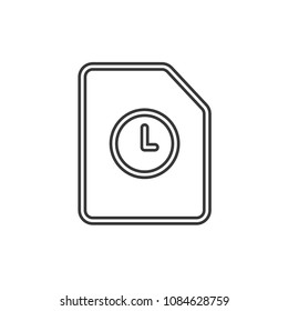 Files and Folders Clock Outline Simple Vector Icon