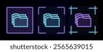 Files folders icon illustration, cyber neon visual, glowing border grid vector.