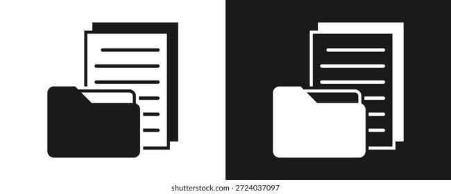 Archivos Y Carpetas Icono Conjunto De Glifos En Fondo Blanco Y Negro