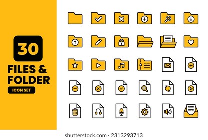 Files and Folders icon set vector logo illustration