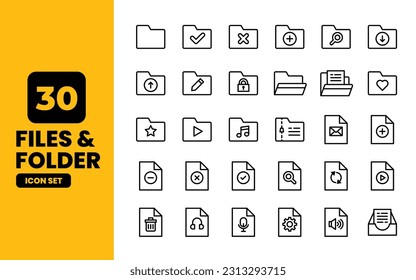 Archivo y carpetas conjunto de iconos ilustración de logotipo vectorial