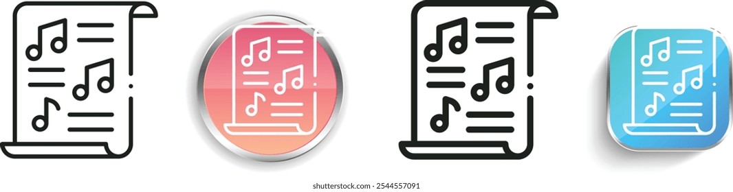 Datei- und Ordnersymbol. Design mit dünnen Linien, regelmäßigen Linien und Schaltflächen einzeln auf weißem Hintergrund