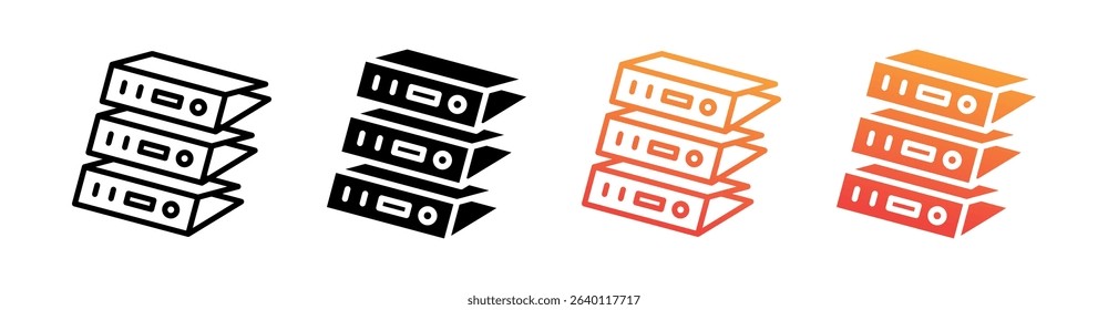 Files And Folders Multi Style Icon Set Vector