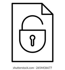 Icono de archivos y carpetas Icono de seguridad Vector de letrero plano de contorno en blanco y negro