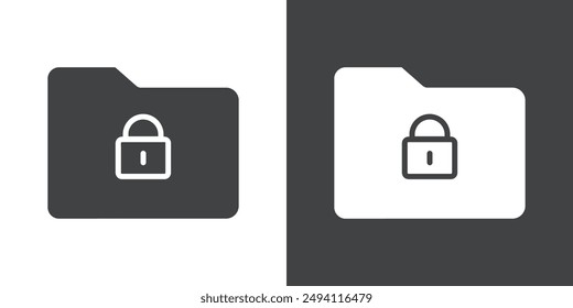 Files and Folders Security icon Flat set in black and white color outline vector