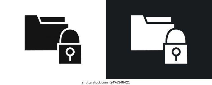 Files and Folders Security icon linear graphics set vector in black