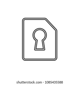 Files and Folders Security Padlock Outline Simple Vector Icon
