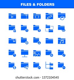 Files And Folders Solid Glyph Icon Pack For Designers And Developers. Icons Of Connect, Folder, Network, Files, Edit, Folder, Pencil, Write, Vector
