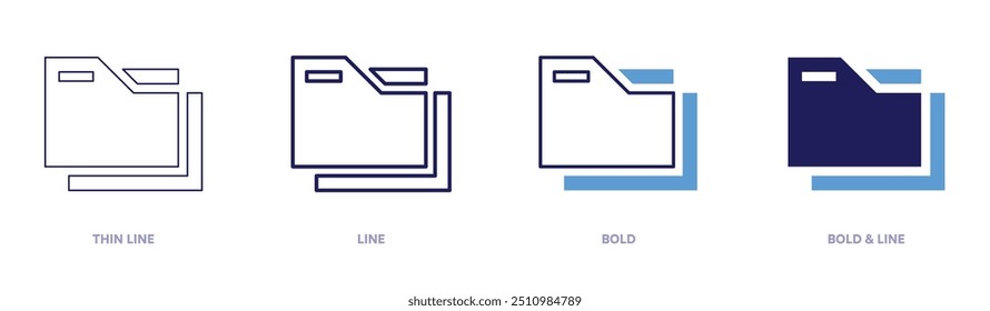 Files icon in 4 different styles. Thin Line, Line, Bold, and Bold Line. Duotone style. Editable stroke.