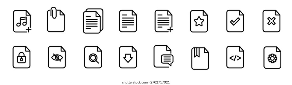 Paquete de iconos de archivos, estilo de icono de contorno