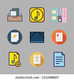 files icon set. vector set about music file, file storage, file and filing cabinet icons set.