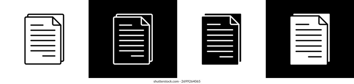 Files icon variations in line and glyph style on black and white background