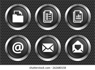 Files and Internet Communication on Black Round Buttons