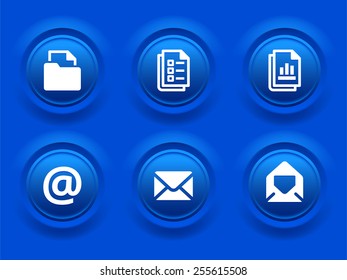Files and Internet Communication on Blue Bevel Buttons
