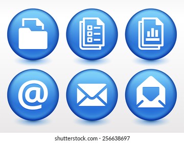 Files and Internet Communication on Blue Round Buttons