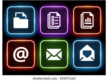 Files and Internet Communication on Glow Round Buttons