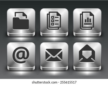 Files and Internet Communication on Silver Square Buttons