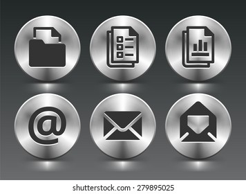 Files and Internet Communication on Silver Round Buttons