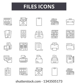 Files line icons for web and mobile design. Editable stroke signs. Files  outline concept illustrations