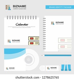 Files  Logo, Calendar Template, CD Cover, Diary and USB Brand Stationary Package Design Vector Template