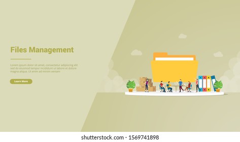 files management efficiency concept for website template or landing homepage - vector