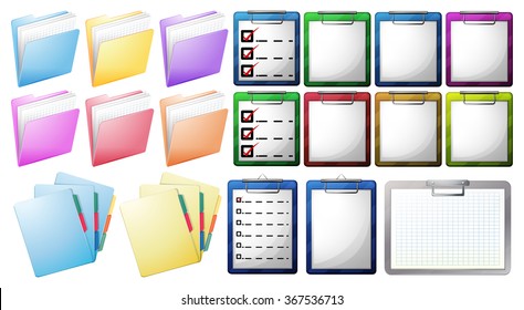 Files on clipboard and folders illustration