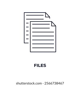 files outline icon. Linear vector from human resources concept. Thin line files icon isolated on white background