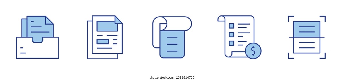 files, price list, scanner, document, paper. Document Icon vector illustration. Line Duotone style. Editable stroke.